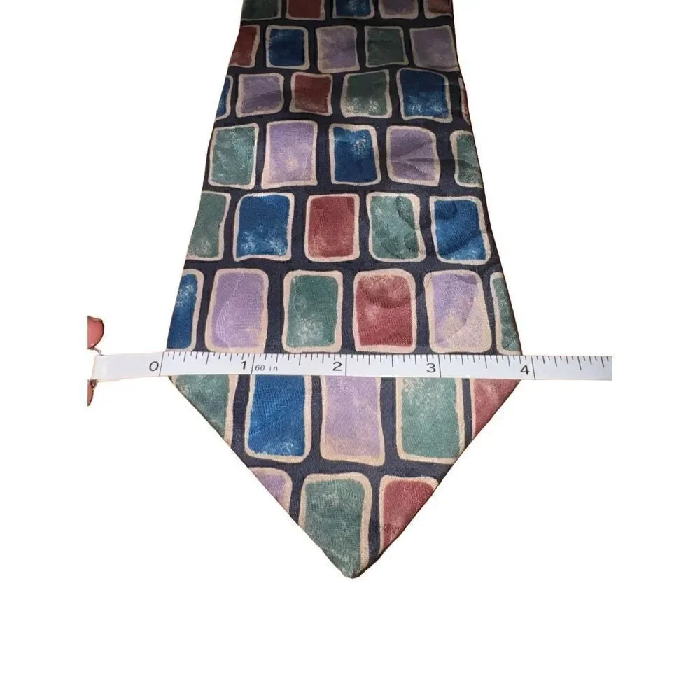 Manzoni Multicolored Wall Motif Handmade in Italh 100% Silk Neck Tie